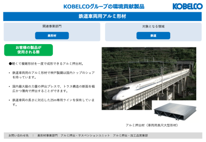 製品画像：鉄道車両用アルミ形材